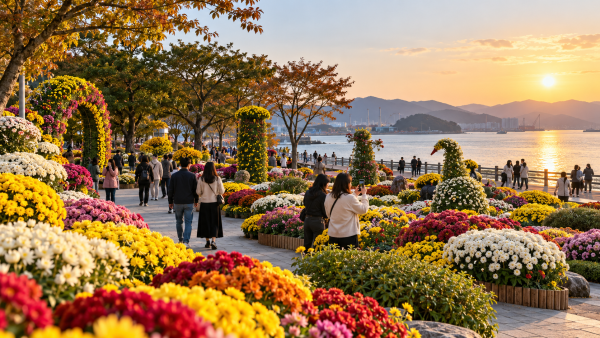마산가고파국화축제 실제 해안공원 분위기를 참고한 AI 생성 대표 이미지